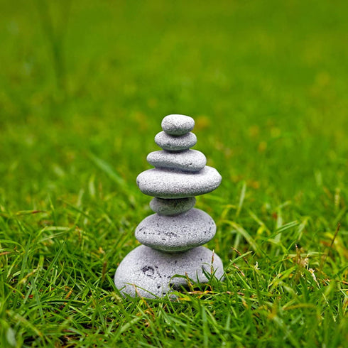 OwMell Balanced Stones Cairn Statue, Stacked Zen Rock Decor for Small Fish Tank Micro Landscape Decoration 3.7"