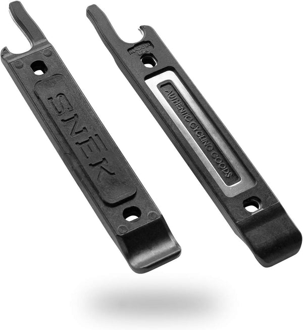 Snek Cycling Tire Repair Tool - Lifeboat Stainless Steel Tire Lever Set with Valve Core Remover & Bottle Opener - Pair