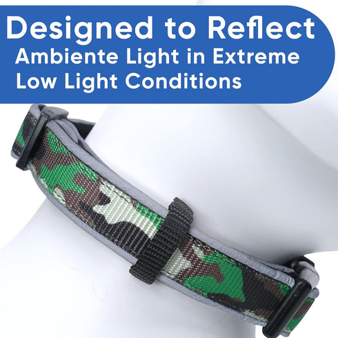 Pawtitas Camouflage Padded Reflective Puppy Training Collar - Medium/Large, Camo Green