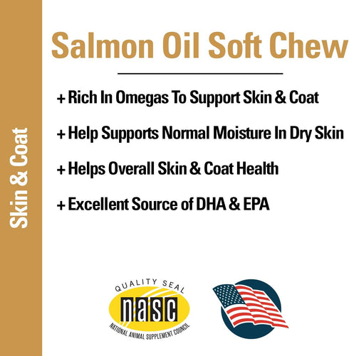 Vet Classics Salmon Oil Pet Supplement - Healthy Skin & Glossy Coats, Soft Chews 90 Ct.