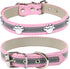 Reflective Dog Collar with Cute Paw Rivet, Soft PU Leather Adjustable Collars for Small Medium Large Dogs Cats (Pink,
