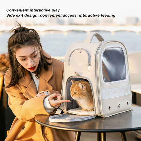 Cat Backpack Carrier Multipurpose Large Capacity Transparent Ventilated Portable Pet Bubble Travel Bag for Cats, Kittens, Bunny and Puppies, Cat Bookbag for Travel, Hiking, and Outdoor Use