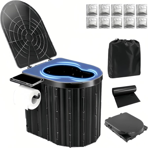 UOPBYEA Portable Camping Toilet for Adults With Urine Gel & Leak-Proof Bags and