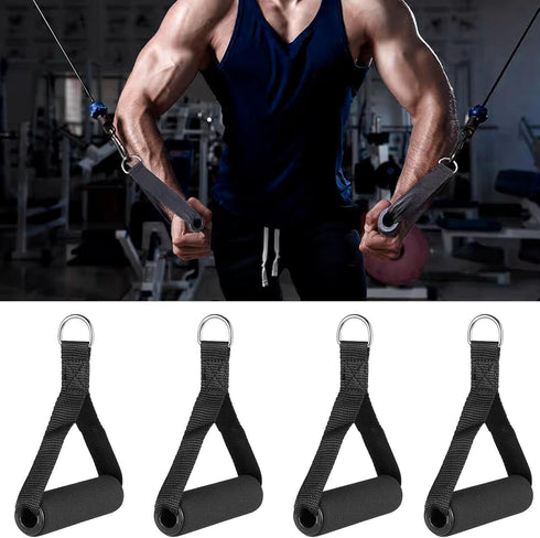 Set of 4 Heavy-Duty Cable Machine Handles for Gym Equipment and Resistance Bands