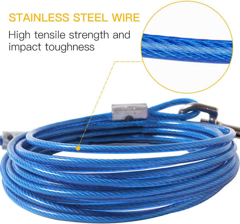 Dog Stake Tie Out Cable, 16" Anti Rust Reflective Stake for Medium Large Dogs, Outdoor Use