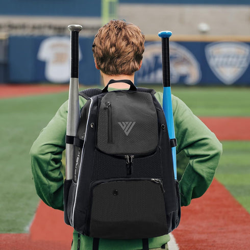 Youth Baseball Backpack - Softball Bat Bag for Boys & Girls with Fence Hook and Shoe Compartment
