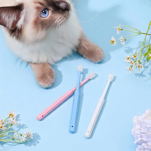 Yuanchu 3 Pack 360 WJIAAA Small Cat Dog Toothbrush, Degree Soft Silicone Pet Toothbrush Cat Dental Care Dog Oral