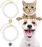 Cat Dog Pearl Necklace Collar 2pcs, Cute Fancy Jewelry Accessories with Heart Shape Rhinestone for Small Pets