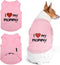 Parisian Pet Dog T-Shirt, 100% Cotton, Pink, with 'I Love My Mommy' Embroidery, Sleeveless Vest for Large Dogs, 5XL