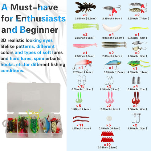 mouhike 113Pcs Fishing Tool Kit, Fishing Bag, Pliers, Gripper, Lures, Tackle Box, Scale Accessories