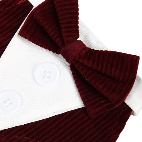 Stylish Elegant Pet Wedding Suit, Dog Tuxedo Collar Attire with Bow Tie, Size L