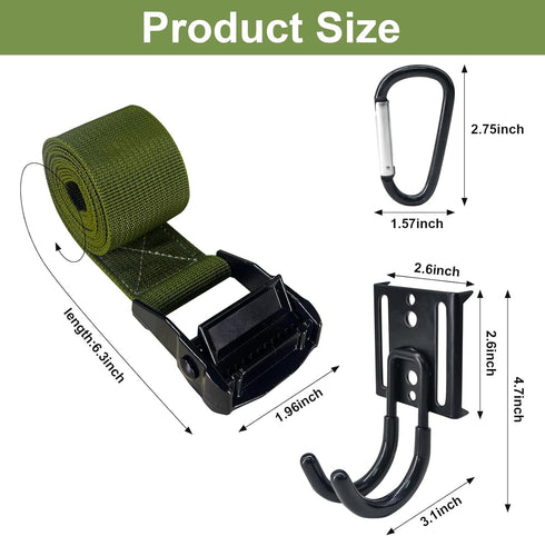 Tree Strap Gear Hanger for Hunting - Tree Stand Bow Hangers with 4 Tree Gear Hooks & Tie Down Straps