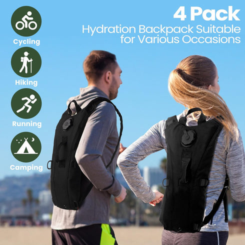Liliful 4 Pcs Hydration Pack Backpack with 3 Liter Bladder, Tactical Water Backpack for Hiking Cycling