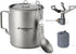 Odoland 750ML Titanium Camping Cookware Pot with Stove and Spork, Portable for Backpacking and Hiking