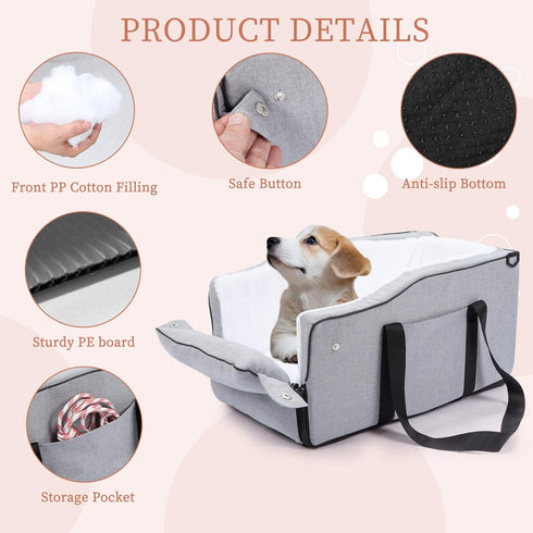 12lbs,Portable Center Console Dog Car Seat for Small Dogs Up to Middle Console Dog Booster Car Seat with Adjustable