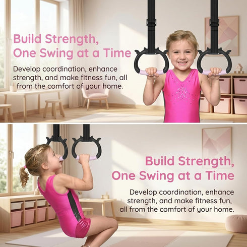 GDLPZM Gymnastics Rings, Children's Home Gym Equipment, Children's Adjustable Strap Strength Training Rings, Pulling