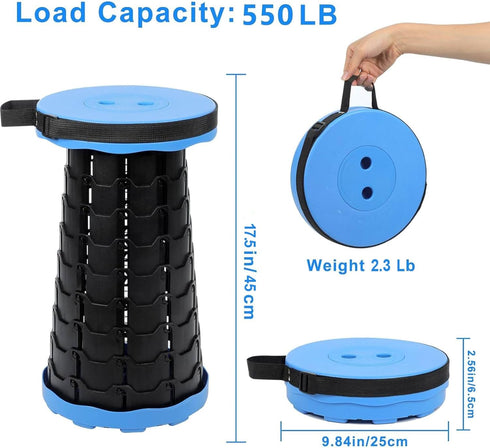 VOLIXOD 550lbs, Foldable Telescoping Stool Portable, Retractable Stool for Adults, Upgraded Collapsible Folding Seats