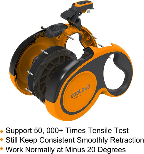 Retractable Dog Leash, 16ft for Medium Dogs up to 66 lbs, One Button Break & Lock, Heavy Duty, Tangle-Free (Orange)