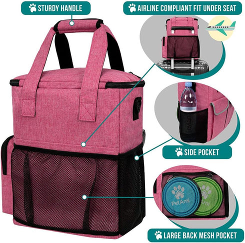 2 2 1 PetAmi Dog Travel Bag Pet Supplies Accessories Organizer for Traveling, Camping, Weekend; Cat Pet Travel Bag Kit
