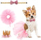 Dog Tutu Skirt, Birthday Party Supplies with Pink Bowtie and Crown Hat for Dog Princess Costume