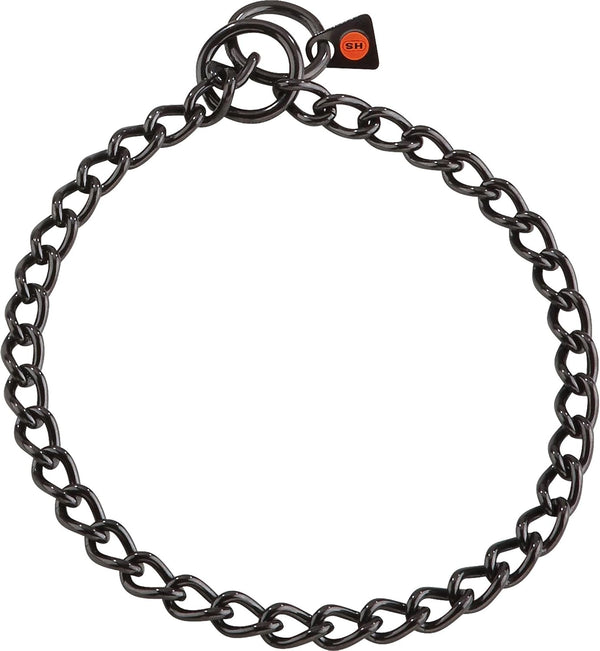 Dogline Herm Sprenger Black Stainless Steel Choke Dog Training Collar, No-Pull Slip Chain for Small Medium Large Dogs,