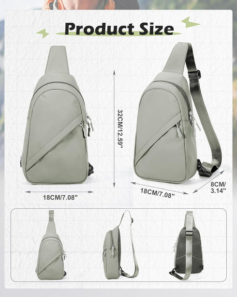 Backpack Backpack SEAFEW Small Green Sling Bag Crossbody Shoulder Bag for Men Women, Multipurpose Anti-Theft Cross Body