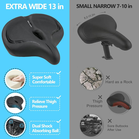 HaureiGi Bike Seat, Bicycle Seat for Men Women,Compatible with Peloton, Spin Bike, Road or Exercise Bikes,Comfort Seat