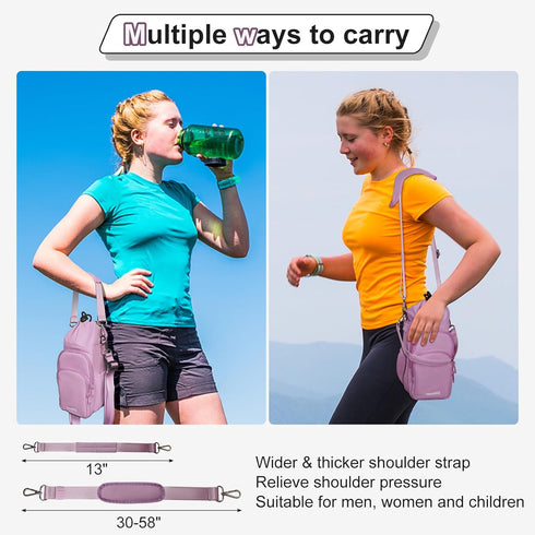 4 24oz/32oz/40oz Water Bottle Holder with Strap, Big Pockets with Compartment, Crossbody Water Bottle Carrier Bag