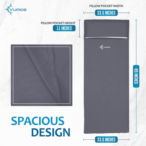 Sleeping Bag Liner and Camping Sheet, Silk Like Material with Full Length Zipper for Travel