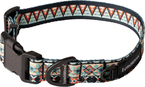 Leashboss Patterned Reflective Dog Collar, Colorful Triple Reflection Threads for Small, Medium and Large Dogs