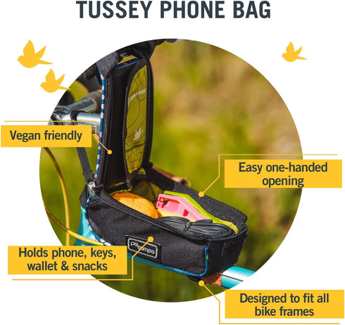 Po Campo Bike Phone Bag – Tussey Phone Holder for Bicycles, Waterproof Fabric Top Tube Bag for Cycling
