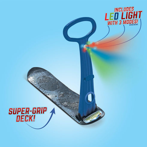 Geospace Winter Fun Ski Skate - Foldable Snow Scooter, Kids Snowboard with LED Light, Multi-Purpose Portable Sled