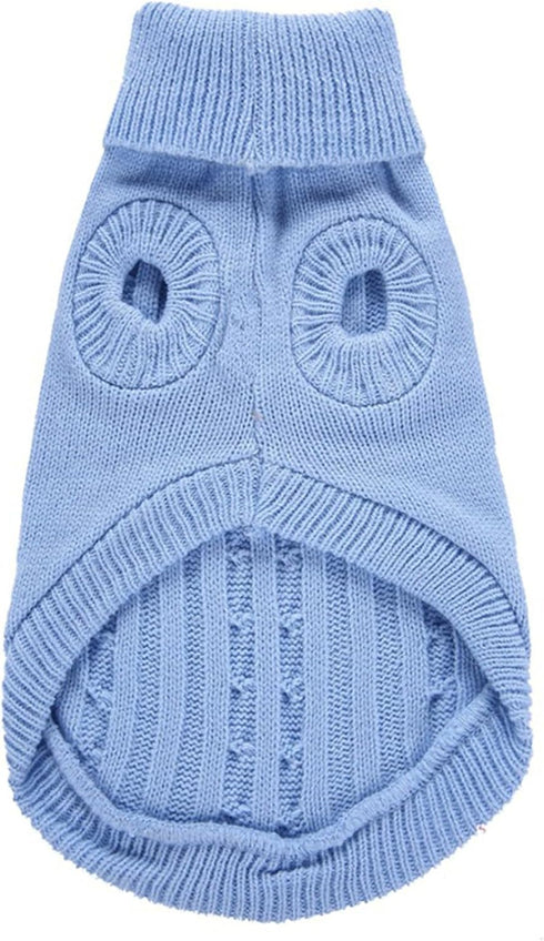 Small Dog Sweaters Knitted Pet Cat Warm Sweatshirt for Winter, Kitten Puppy Sweater (Small, Light Blue)