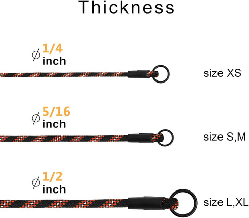 BronzeDog Rope Pro Training Dog Collar, Braided No Pull Quick Release Lead for Small Medium Large Dogs (M - 19.7" Long,
