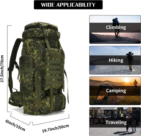 Hiking Backpack for Men, 70L/100L Military Rucksack, Molle 3 Days Assault Pack for Camping