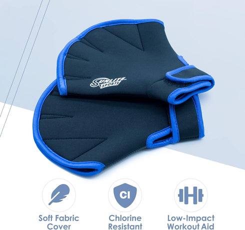 Sunlite Sports High-Density EVA-Foam Dumbbell Set for Water Aerobics, Aqua Therapy, Pool Fitness – Includes Swim Gloves