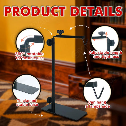 16.6-31 inch Reptile Lamp Stand, Adjustable Domes Heat Lamp Metal Bracket Floor Light Holder for Reptile Terrarium