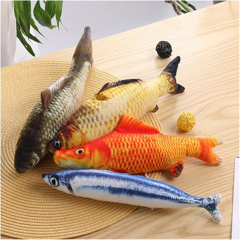 Genrico Cat-Teasing Toys Fish Tear-Teasing Cat Chew Plush Supplies Pet(Salmon)