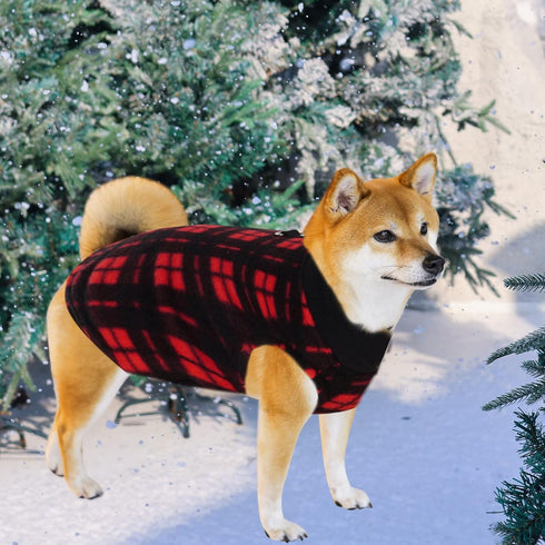 4 Pieces Buffalo Plaid Dog Sweaters with Leash Ring, Warm Fleece Vest Pullover for Small Puppy Cat Pets (X-Small)