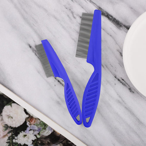 2 Packs Pet Hair Comb, 2 in 1 Multifunctional Pet Hair Comb for Grooming and Dehairing Face and Paws (Blue)