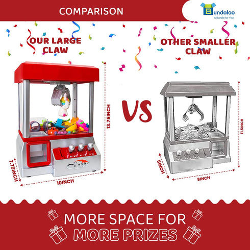 Bundaloo Claw Machine Arcade Game with Sound, Cool Fun Mini Candy Grabber Prize Dispenser Vending Toy for Kids, Boys