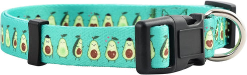 Native Pup Flower Dog Collar, Adjustable Small Medium Large, Pink Floral Blue Daisy Rose (Large, Avocado)