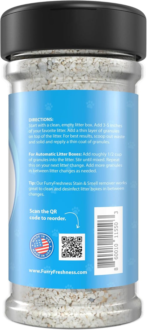FurryFreshness Cat Litter Deodorizer & Odor Eliminator, Works with All Litters, Nontoxic, Fragrance Free, 1 Pack