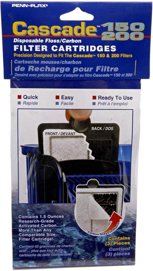 Penn-Plax Cascade Hang-on Power Filter Replacement Cartridges, 3 Pack