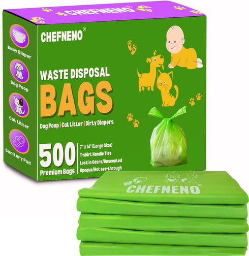 Baby Diaper Bag Disposable Biodegradable Unscented Easy Tie Handles (500 Bags) Made