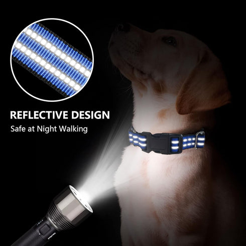 Martingale Collar for Dogs, Reflective Nylon with Quick Release Buckle, Adjustable No Slip Training Collar (Small, Blue)
