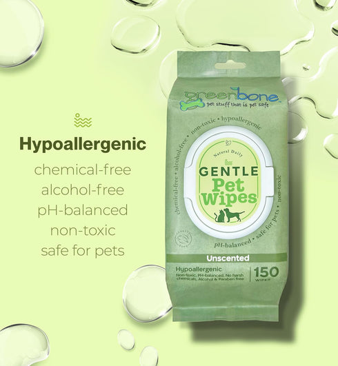 Gentle Unscented Pet Wipes, 150 Wipes