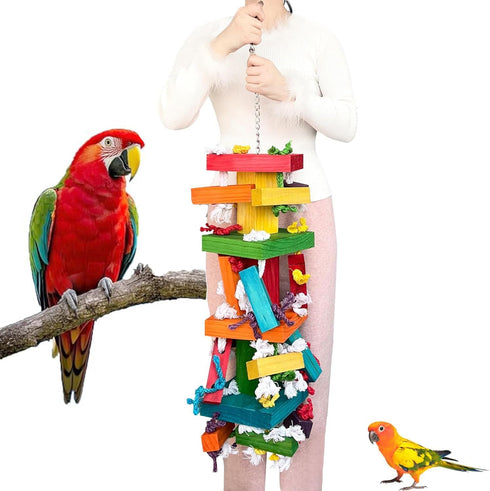 35" Extra Large Parrot Toys - Chewable Foraging Toys for Macaws, African Grey, Amazon Parrots - Durable Bird Cage