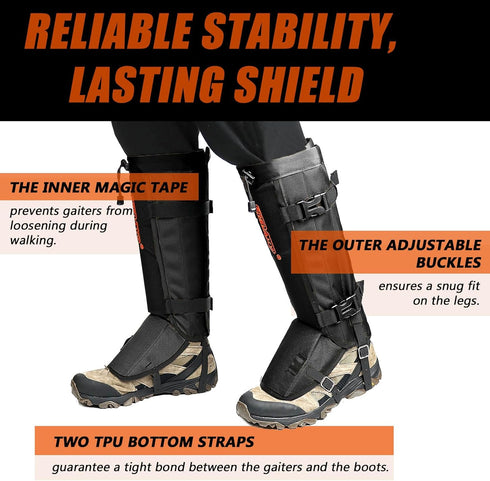 Frelaxy Waterproof Snake Gaiters, Adjustable Snake Guard Chaps for Lower Legs, Snake Bite Protection for Men & Women