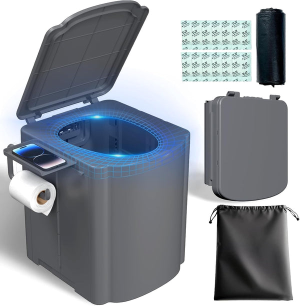 BALLA BALEIN Portable Camping Toilet Kit for Adults, Upgrade Travel Potty Seat with Lid